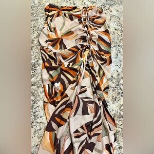 Tropical Print Ruched Skirt, can be used as a cover-up too